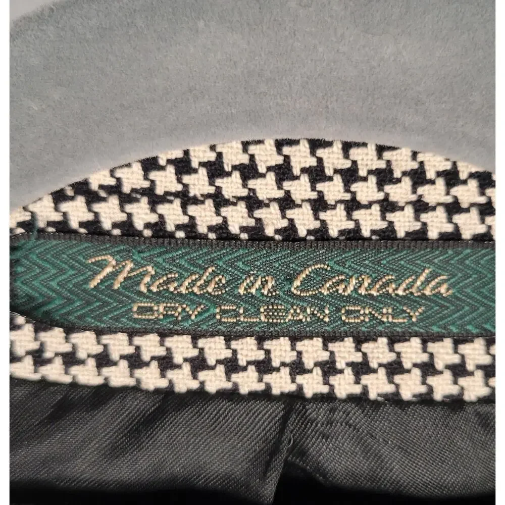Vintage FIORI Silk Wool Houndstooth Blazer Quiet Luxury 46R